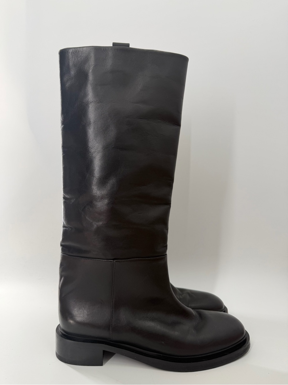 Cos Leather Black Riding Boots